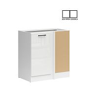 JUNONA TAFLA rohová skříňka 100 cm, pravá, bílá/bílá křída lesk