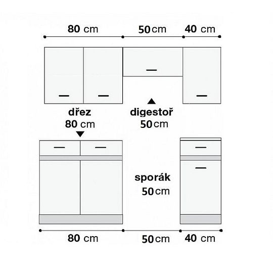 Kuchyň JUNONA 170 cm, bez pracovní desky, bílá/dub delano světlý