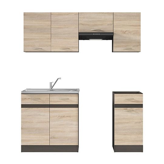 Kuchyň JUNONA 170 cm, bez pracovní desky, wenge/dub sonoma