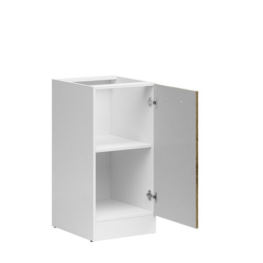 JUNONA skříňka 40 cm, pravá, bílá/dub delano světlý