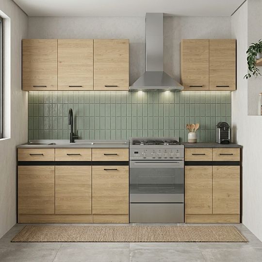 Kuchyň JUNONA 180 cm, verze A, bez pracovní desky, dub bernstein