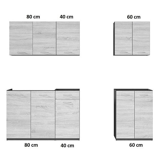 Kuchyň JUNONA 180 cm, verze A, bez pracovní desky, dub bernstein