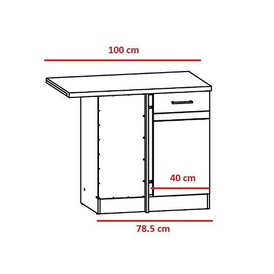 JUNONA skříňka rohová 100 cm, levá, dub bernstein