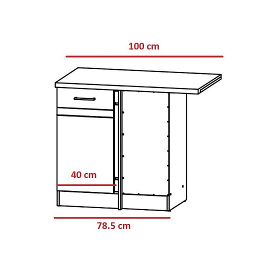 JUNONA rohová skříňka 100 cm, pravá, dub bernstein