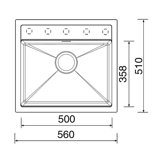SINKS SOLO 560 granitový dřez, horní, pureblack 26