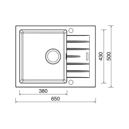 SINKS PERFECTO 650 granitový dřez, horní otočný, pureblack 26