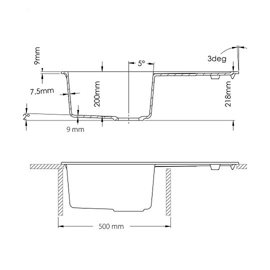 SINKS ULTIMA 790 granitový dřez, horní otočný, pureblack 26