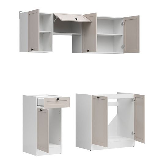 Kuchyň JUNONA RAMKA 170 cm, bez pracovní desky, bílá/kašmír