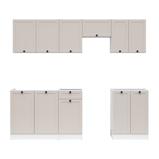 Kuchyň JUNONA 230 cm, bez pracovní desky, bílá/kašmír