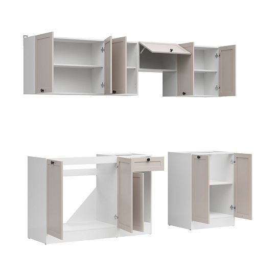 Kuchyň JUNONA 230 cm, bez pracovní desky, bílá/kašmír