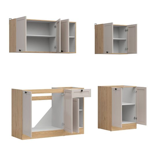 Kuchyň JUNONA 180 cm, verze A, bez pracovní desky, dub berstein/kašmír