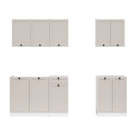 Kuchyň JUNONA 180 cm, verze A, bez pracovní desky, bílá/kašmír