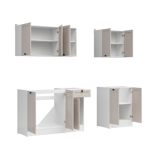 Kuchyň JUNONA 180 cm, verze A, bez pracovní desky, bílá/kašmír