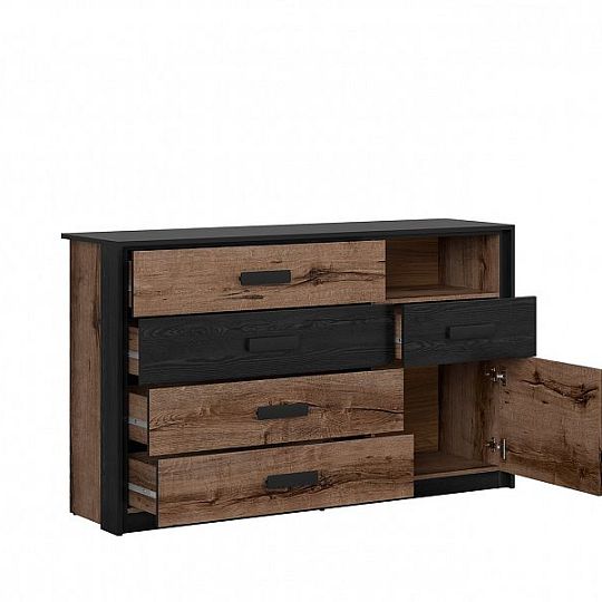 KASSEL komoda KOM1D5S, dub monastery/dub černý