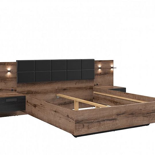 KASSEL postel 160 cm + noční stolky, dub monastery/dub černý