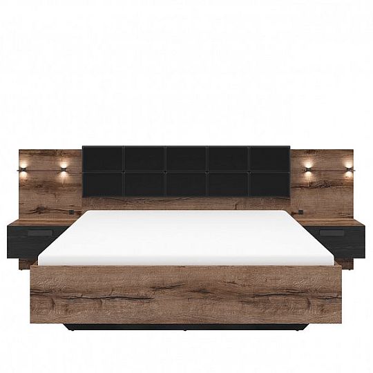 KASSEL postel 160 cm + noční stolky, dub monastery/dub černý