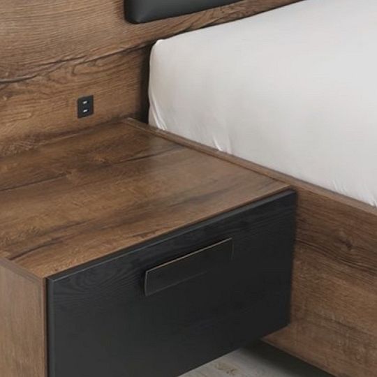 KASSEL postel 160 cm + noční stolky, dub monastery/dub černý