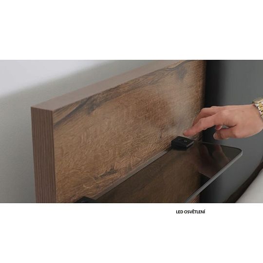 KASSEL postel 160 cm + noční stolky, dub monastery/dub černý