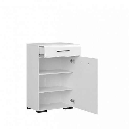 Fever komoda KOM1D1S/10/6, bílý lesk/bílá