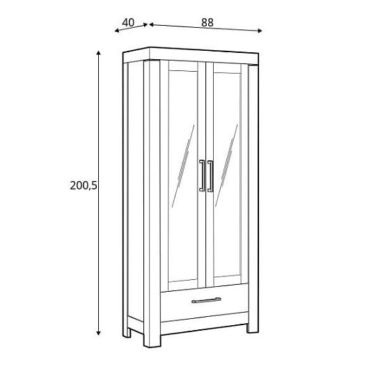 Gent šatní skříň REG2L1S/20/9, dub stirling
