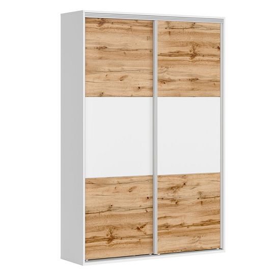 FLEX šatní skříň 150/4, bílá/dub wotan/bílá