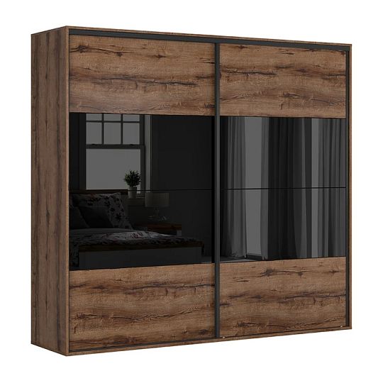 FLEX šatní skříň 260/95, dub monastery/černý lesk