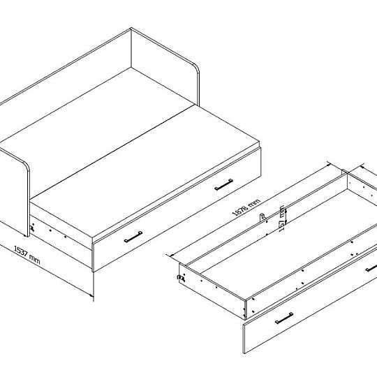 TETRIX postel 80 cm, sestava, bílý lesk/Modone 9702