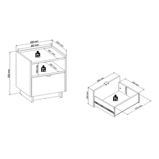 DALVA noční stolek KOM1S, dub mauvella/kashmir