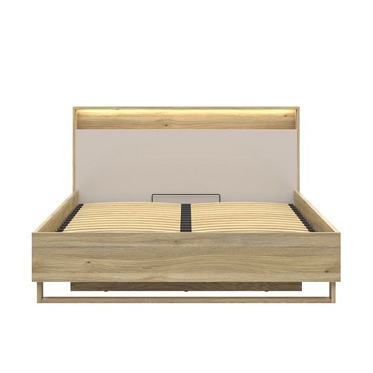 DALVA postel 160 cm + rošt a LED osvětlení, dub mauvella/kashmir