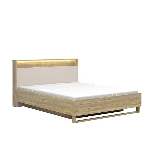 DALVA postel 160 cm + rošt a LED osvětlení, dub mauvella/kashmir