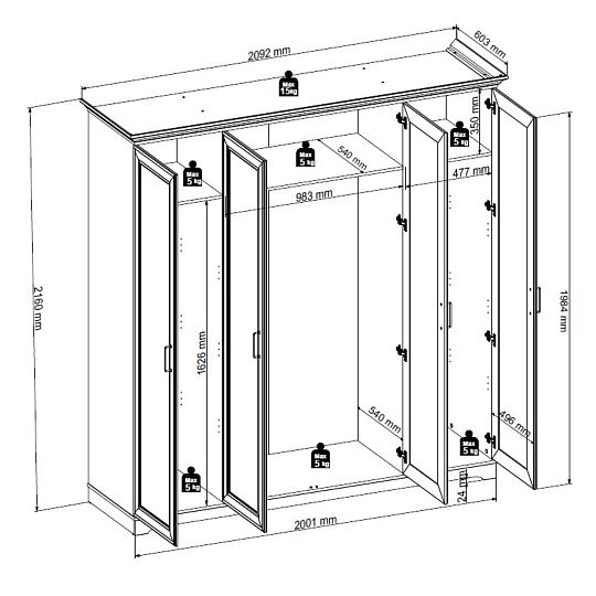 ANGA šatní skříň SZF4D, kashmir/dub mauvella