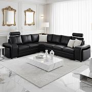 Enrico 2-Roh-3 Rohová sedací souprava pravá, kůže S 16 černá