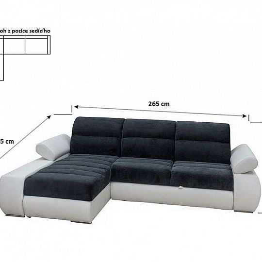 Panama Rohová sedací souprava, pravá Doti 94 šedá/ekokůže soft 17 bílá