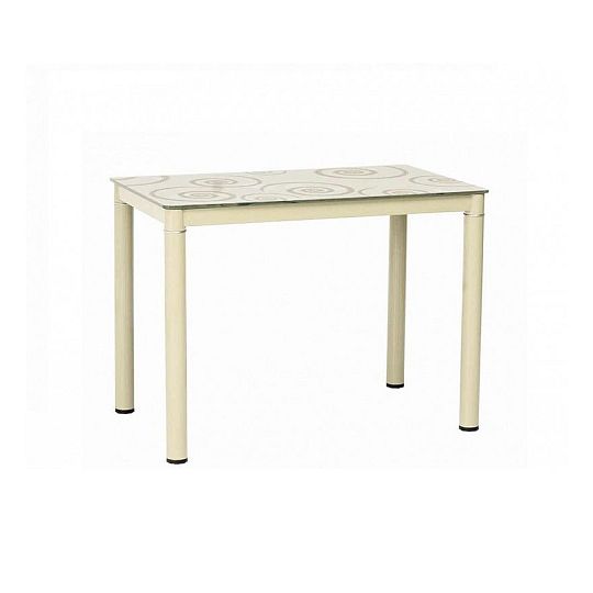 Damar Jídelní stůl, krémová/sklo s ornamentem