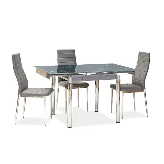 GD-082 Jídelní stůl, šedá kov/tvrzené sklo šedá