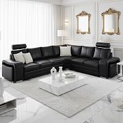 Enrico 3N-ROH-2 rohová sedací souprava, levá, kůže S 16 černá