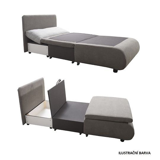 Kamil, rozkládací pohovka, Sawana 21 sv.šedá/Tokio Red