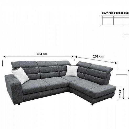 OPTIMA rohová sedací souprava, levá, šedá