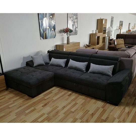 PLAZA rohová sedací souprava, pravá, šedohnědá Alfa 20