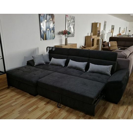 PLAZA rohová sedací souprava, pravá, šedohnědá Alfa 20