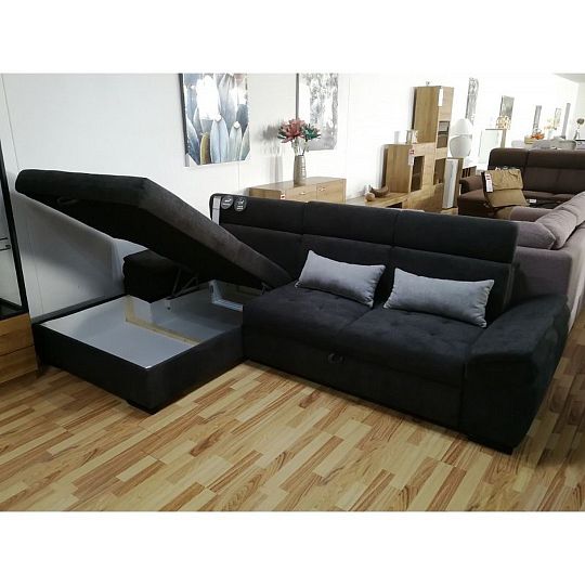 PLAZA rohová sedací souprava, pravá, šedohnědá Alfa 20