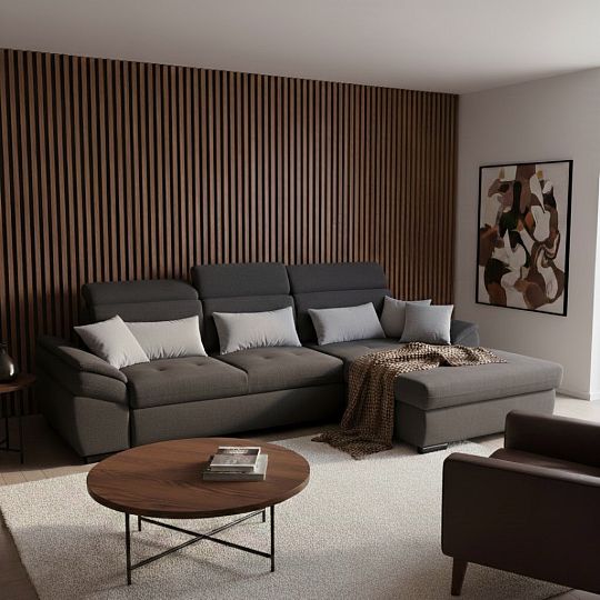 PLAZA rohová sedací souprava, levá, šedohnědá Alfa 20