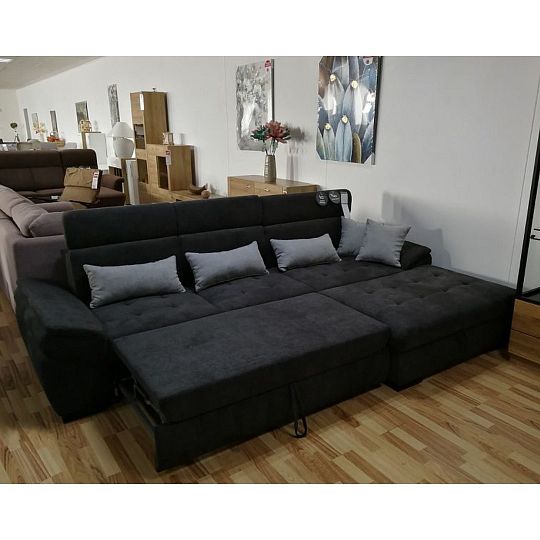 PLAZA rohová sedací souprava, levá, šedohnědá Alfa 20