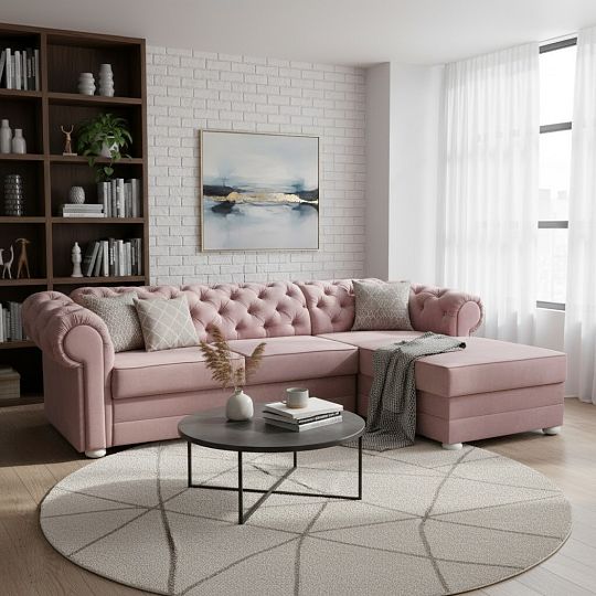 VALÉRIE rohová sedací souprava levá, starorůžová RIVIÉRA 62