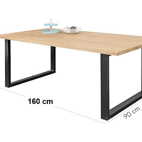 Malta jídelní stůl 160 cm, dělená deska, dub přírodní/kov