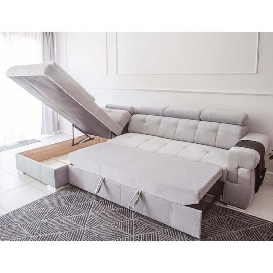 ATLANTIDA rohová sedací souprava, pravá, světle šedá