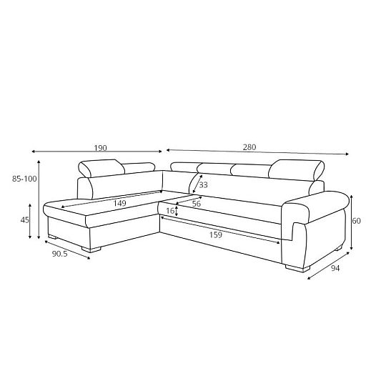 ATLANTIDA rohová sedací souprava, pravá, šedá