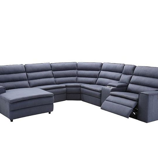 ALMERIA relaxační elektrická sedací souprava do U levá, tmavě šedomodrá