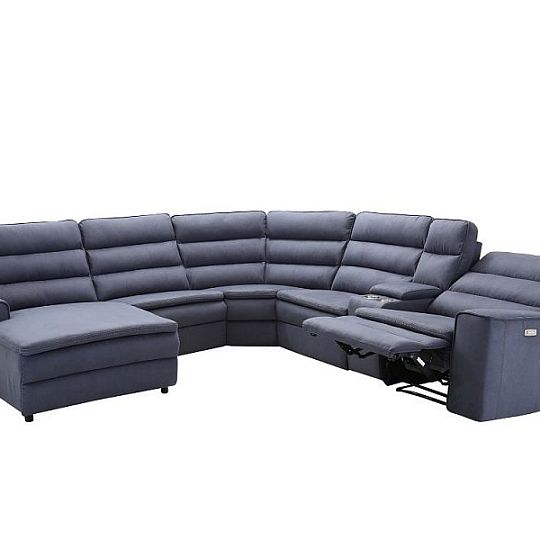 ALMERIA relaxační elektrická sedací souprava do U levá, tmavě šedomodrá