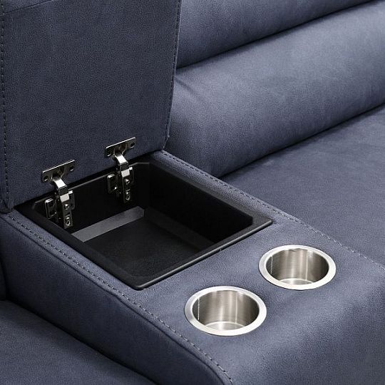 ALMERIA relaxační elektrická sedací souprava do U levá, tmavě šedomodrá